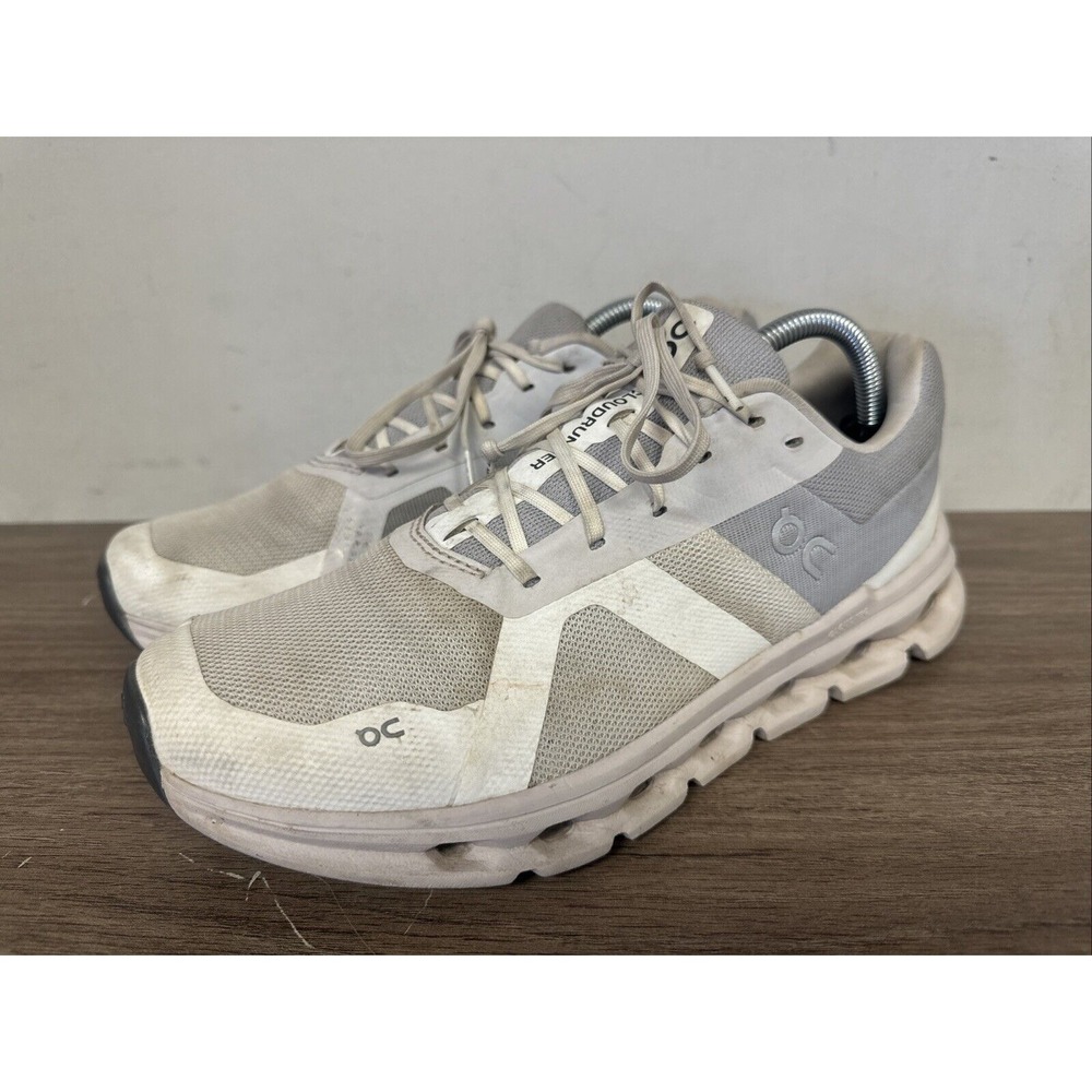 On Cloud- Cloudrunner White & Gray Athletic Shoes… - image 1